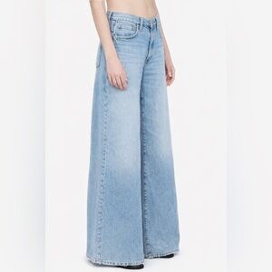VIAVIA Made In Italy 100%‎ Cotton Wide Leg Baggy Jeans Blue Denim Size 32 US 14